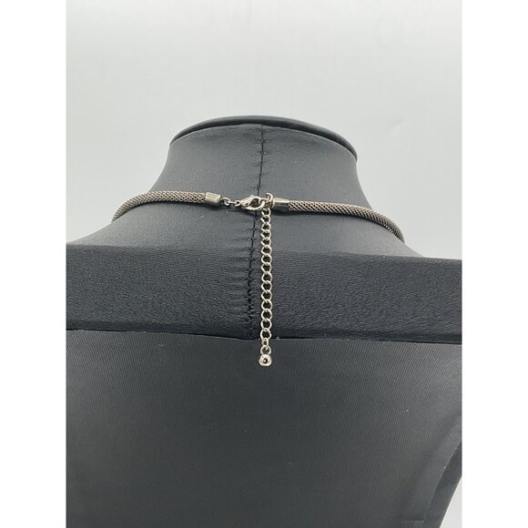 Stainless Steel Mesh Choker Necklace With Adjustable Chain For Women - Picture 3 of 4